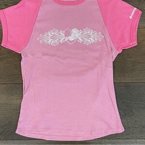 Chrome Hearts Pink Heart Graphic Tee